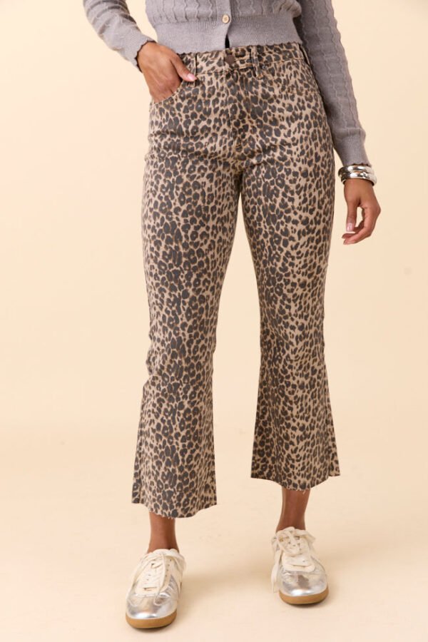 Melody Leopard Print Cropped Flare Jeans
