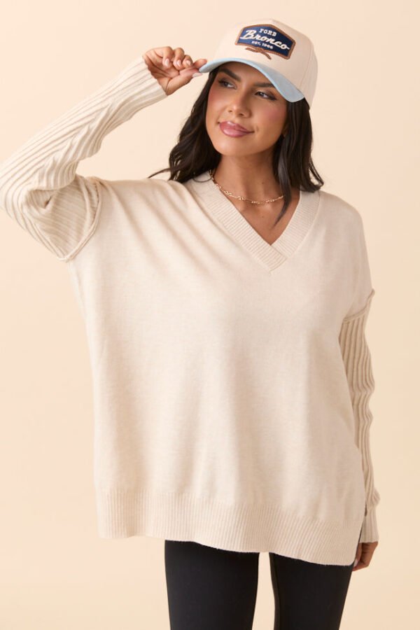 Mariah Ivory Relaxed Long Sleeve Pullover Tunic