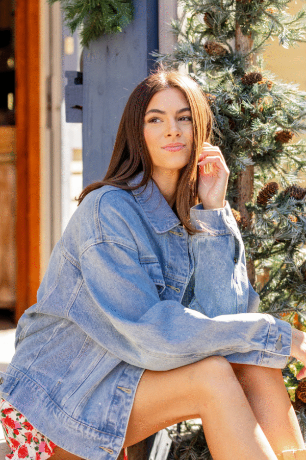 Solange Medium Wash Oversized Denim Jacket