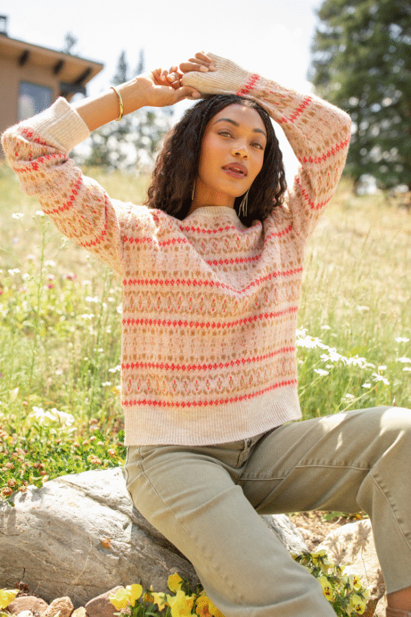 Keira Geo Print Neutral Sweater