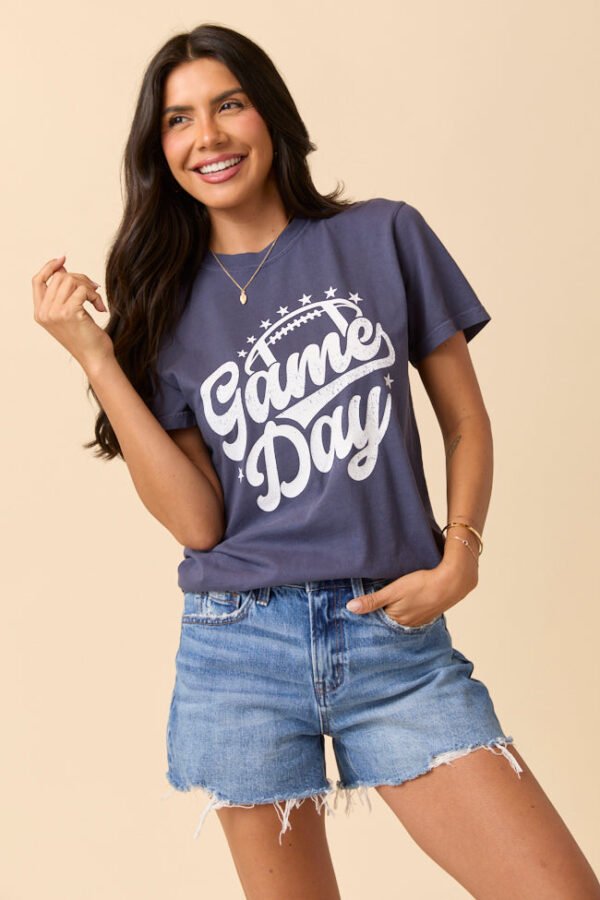 Game Day Script Navy Graphic Tee SALE