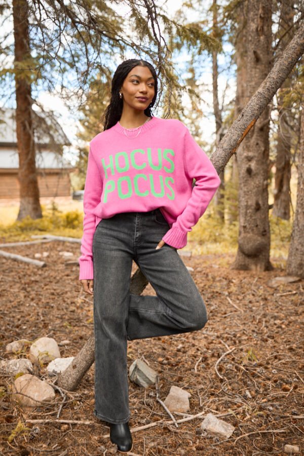 Hocus Pocus Pink And Green Crewneck Sweater