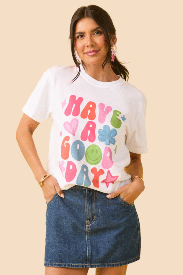 Have A Good Day White Graphic Tee SALE