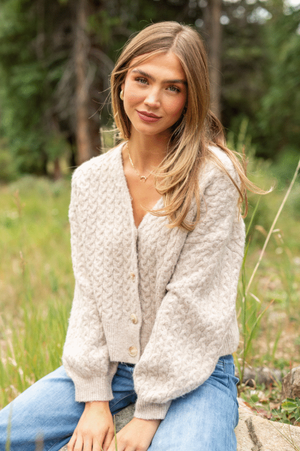 Heather Taupe V-Neck Cardigan